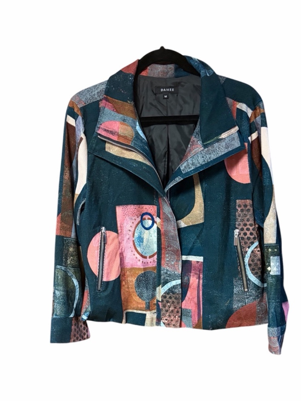 Damee Multi-Pattern Artsy Biker Jacket